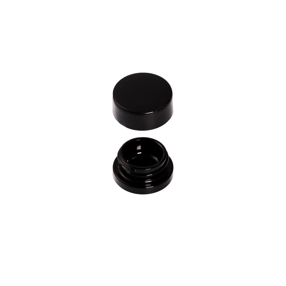 5 ML Black Round Glass Jar Child Resistant Black Lid Per 50 Pcs
