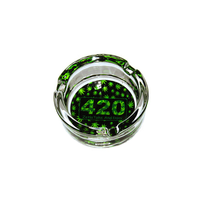 Zetla Glass Ashtray – Artistic Mixed Design | Round Weed Ashtray for Indoor & Outdoor Use