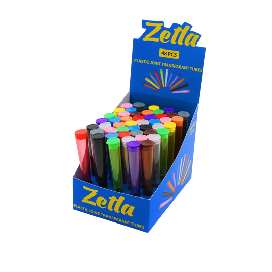Zetla Plastic Joint Tubes 112mm - Transparent Airtight Pre-Roll Joint Case | 48-Pack