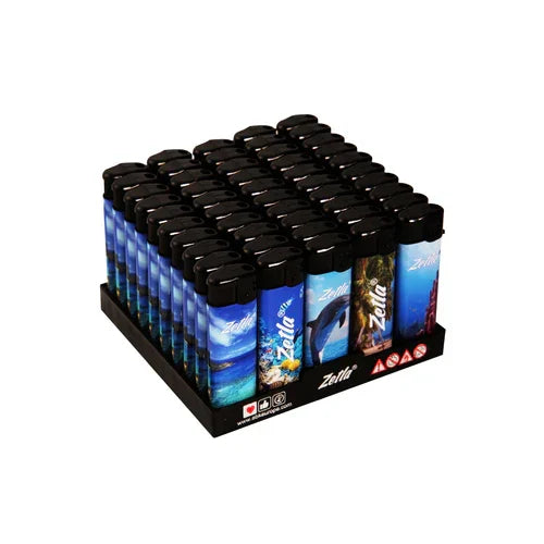 Zetla Click Lighters Dolphin – Bulk Pack of 50 Push Button Lighters with Adjustable Flame