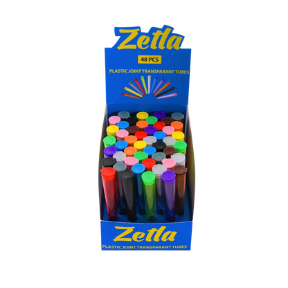 Zetla Plastic Joint Tubes 112mm - Transparent Airtight Pre-Roll Joint Case | 48-Pack