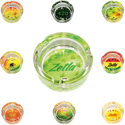 Zetla Glass Ashtray – Artistic Mixed Design | Round Weed Ashtray for Indoor & Outdoor Use