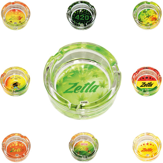 Zetla Glass Ashtray – Artistic Mixed Design | Round Weed Ashtray for Indoor & Outdoor Use