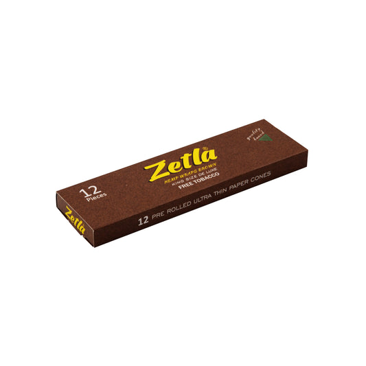Zetla Pre Rolled Cones Hemp Wraps Brown Natural King Size Deluxe (12 Pcs)