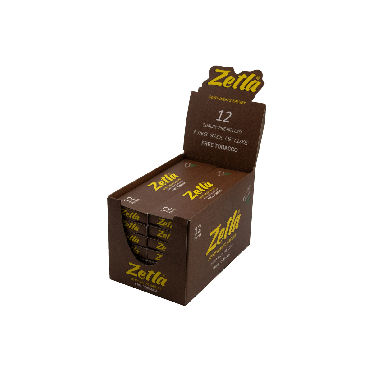 Zetla Pre Rolled Cones Hemp Wraps Brown Natural King Size Deluxe (12 Pcs)