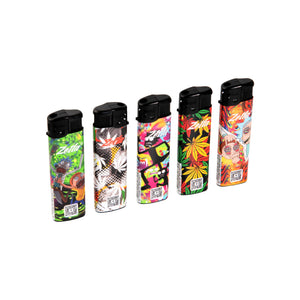 Zetla Click Lighters Leafs – Bulk Pack of 50 Push Button Lighters with Adjustable Flame