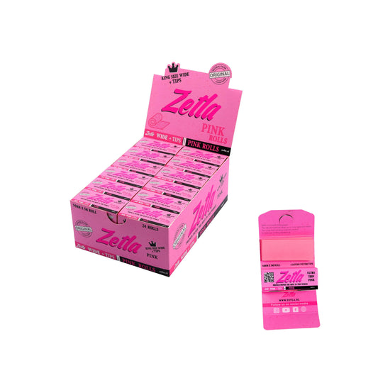 Zetla Rolling Papers Pink Rolls K/S wide + Filtertips (24 Packs)